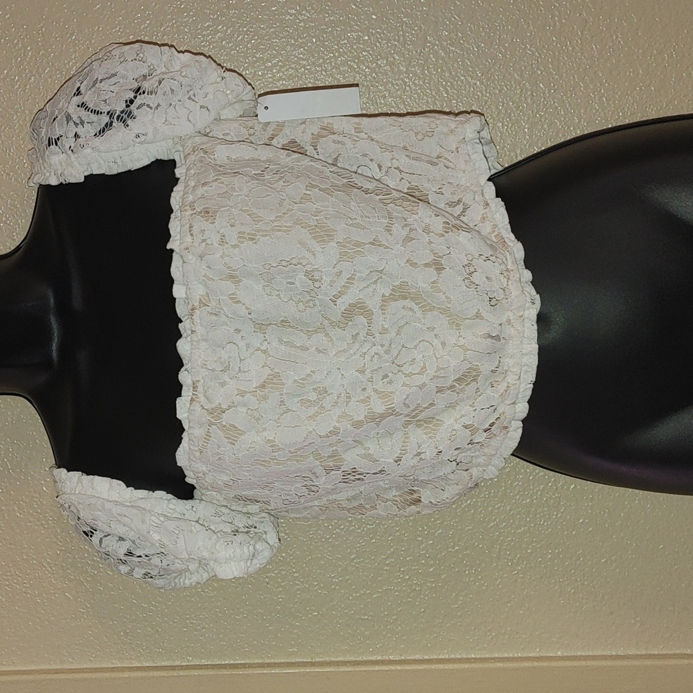 Aqua lace crop top